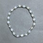 Bracelet with Mother-of-Pearl Cylindrical Beads 5x5mm, Hematite and Jade Rondelle Beads 4x1mm, Length 18 cm, Elastic