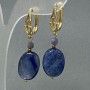 Earrings with Kyanite Oval 18x13mm ±, Iolite Faceted Cube 4x4mm ±, Length 43mm ±