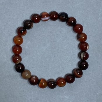 Bracelet with Agate — smooth bead 8mm, length 18mm, stretch