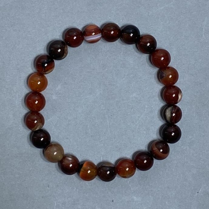 Bracelet with Agate — smooth bead 8mm, length 18mm, stretch