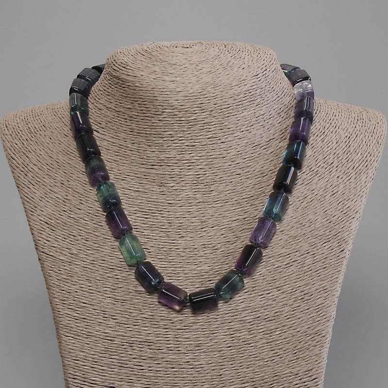 Fluorite Necklace with Triangular Beads, 14×10×10×10 mm, length about 50 cm, with clasp
