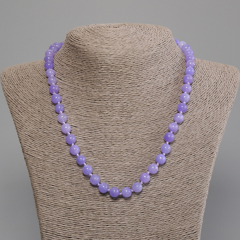 Aquamarine Necklace with Smooth Beads, 8 mm diameter, 50 cm length, with clasp