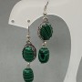 Malachite Oval Earrings in a Bezel Setting, 17×13 mm ±, Barrel 15×9.5 mm ±, Length 55 mm ±