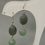 Nephrite Earrings, Oval in Bezel Setting, 15x12 mm +/-; Faceted Ball 12 mm +/-; Length about 55 mm.