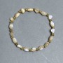 Beige Mother-of-Pearl Bracelet, faceted 7x7-8 mm beads, 9x5, 5 mm, length 18 cm, stretch