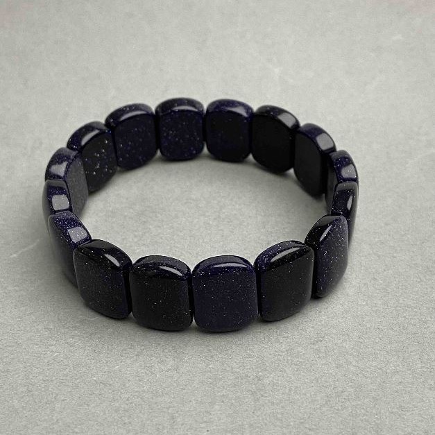 Aventurine Bracelet 'Night of Cairo', link 15.5×12 mm, length 18 cm stretchy