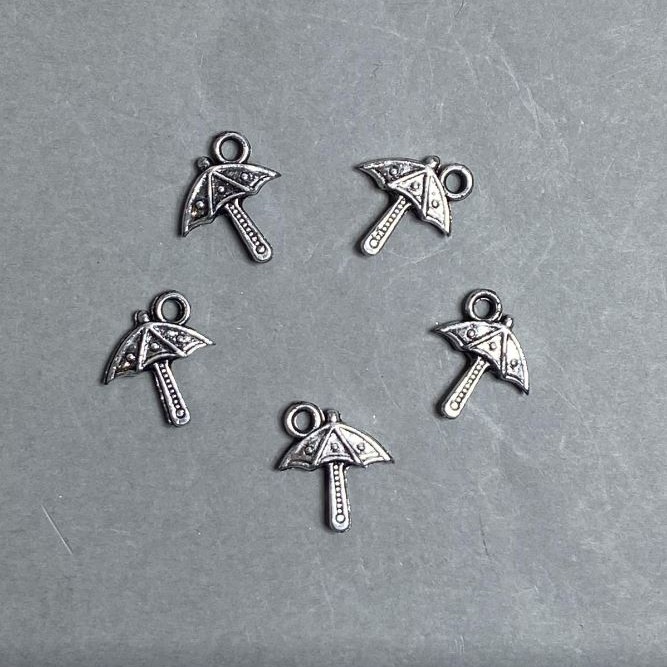 SALE! Umbrella Pendant Findings, Plastic, Dark-Silver Color, Size 18x16x3 mm +/- Hole, 3 mm Diameter +/- Packaging 0.5 kg