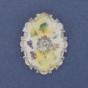 Brooch 'Accent Chalcedony' in Silver-Toned Metal 43x32 mm+
