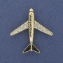Brooch Plane with White Crystals, Golden Metal 43×40 mm+