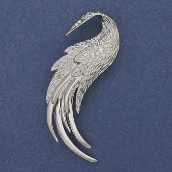 Brooch 'Firebird' with white crystals, silver-toned metal 60x37mm+