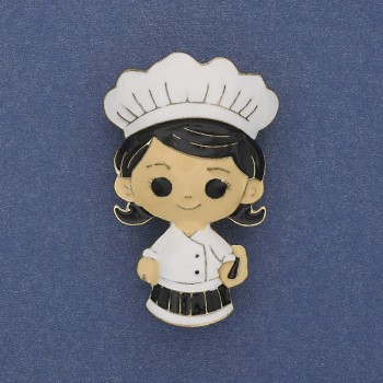 Brooch 'Chef' with colored enamel on golden metal 46×27 mm+