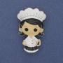 Chef Brooch with Colored Enamel, Silver-Tone Metal, 46×27 mm+