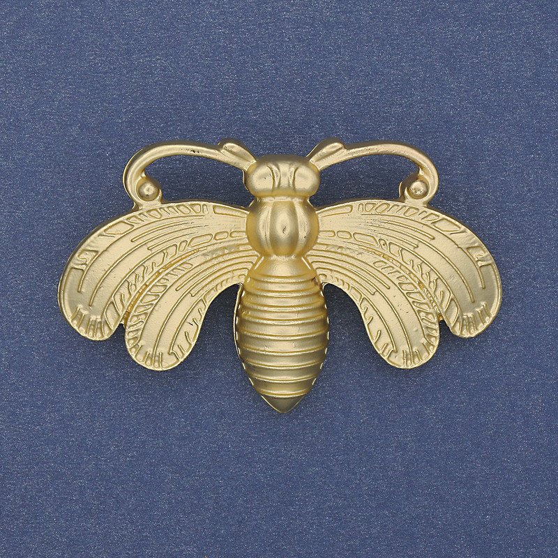 Butterfly Brooch in Matte Gold Color, Golden Metal, 50x33mm+