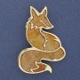 Fox Brooch Pendant - Golden Pearlescent Color, Golden Metal 56x38mm+