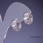 Xuping Earrings with Greek Pattern Rhodium