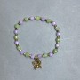 Bracelet with Lavender Amethyst and Chrysolite Olivine, Faceted Cubes 5mm +/- Hematite Cubes 3mm +/-, 18 cm Stretch