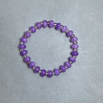 Lavender Amethyst Rondelle Bracelet 8x5mm +/- Seed Beads 4mm +/-, 18 cm Stretch