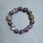 Bracelet Chevron Amethyst Faceted Bead 14-16×13 mm ±, Hematite Ball 12 mm ±, Length 18 cm Stretch