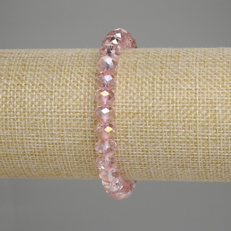 Czech Crystal Bracelet with Faceted Rondelles 8x6 mm, Stretch, 18 cm Length