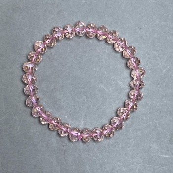 Czech Crystal Bracelet with Faceted Rondelles 8x6 mm, Stretch, 18 cm Length