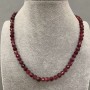 Tourmaline Rubellite Necklace with Faceted Round Beads, 6 mm Diameter, 40 cm Length with 5 cm Extender Chain