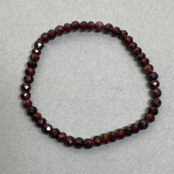 Garnet Bracelet with Faceted Beads, 5 mm Diameter, Rondels 5x3 mm, 18 cm Stretch