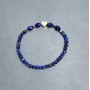 Lapis Lazuli Bracelet with Faceted Cubes 4x4 mm and Faceted Beads 8x6 mm, 18 cm stretch