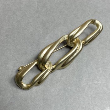 Brooch 'Links' Lemon Gold Color, Gold-Toned Metal 21×67mm
