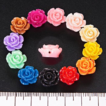 Rosebud beads assortment set, through-hole 13 mm, 9 g, 20 pcs +