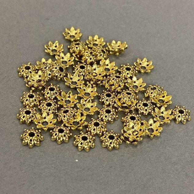 Bead caps for beads, gold color, 5.5 x 1 mm ±, hole diameter 1.3 mm ±, packaging 20 g (~155 pcs)