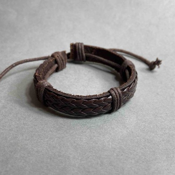 Brown Eco-Leather Bracelet with Adjustable Closure