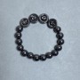 Hematite Bead Bracelet, 10 mm diameter ±, Skull in Circle, 14 mm diameter ±, 18 cm stretch