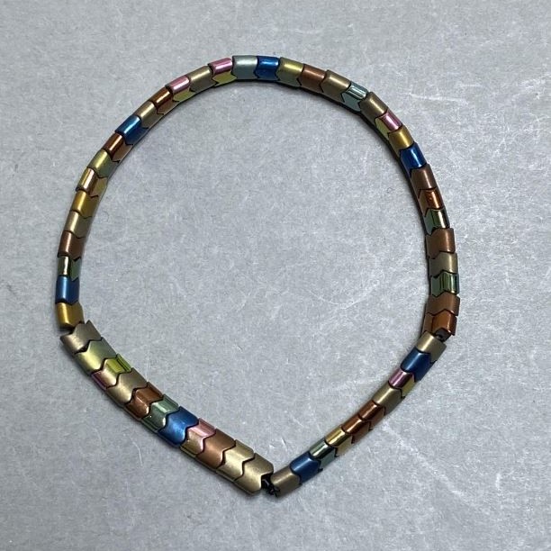 Hematite Wave Bracelet, bead diameter 5.5×4 mm, length 18 cm stretch