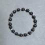 Hematite Ball Bead Bracelet, 7.5 mm diameter balls, 4 mm cubes, 18 cm length, stretch