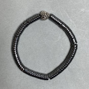 Hematite Rondelle Wave Bracelet, 6x2 mm ± 6x6 mm ±, 18 cm stretch