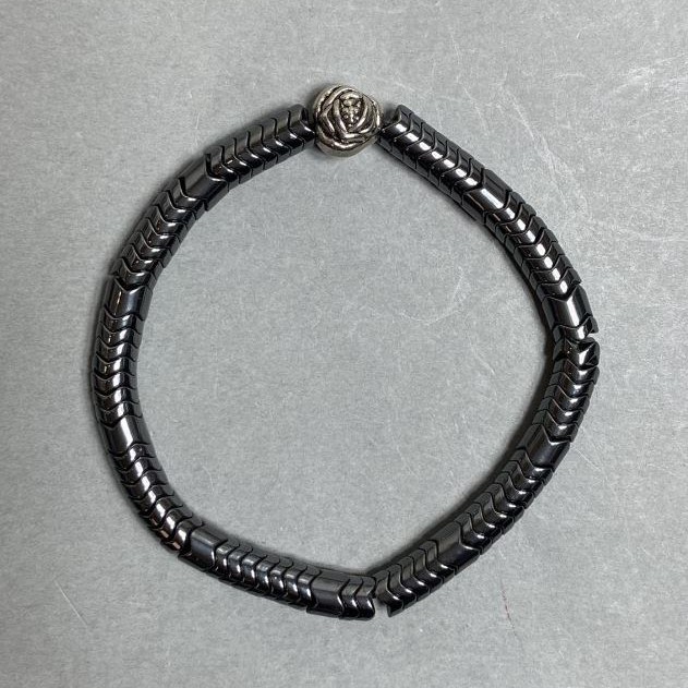 Hematite Rondelle Wave Bracelet, 6x2 mm ± 6x6 mm ±, 18 cm stretch