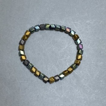 Hematite Wave Bracelet, 6×6 mm diameter, 18 cm length (stretch)