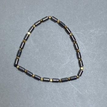 Hematite Bracelet with Cylindrical Beads and Cubes