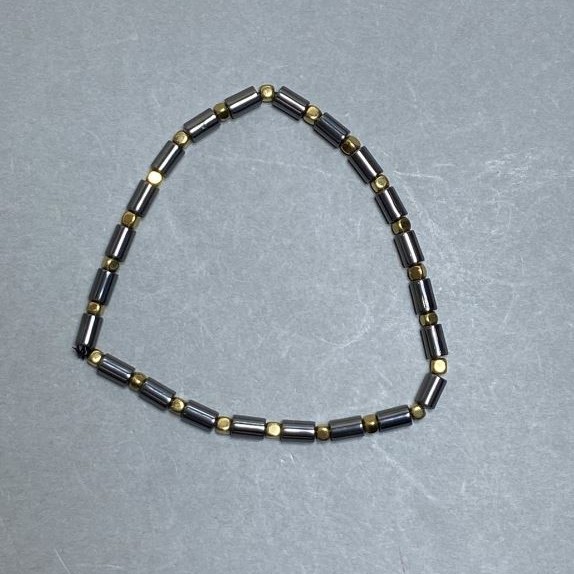Hematite Bracelet with Cylindrical Beads and Cubes