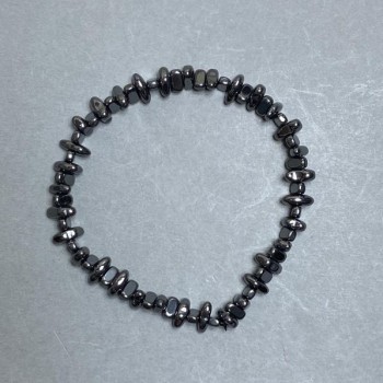 Hematite Bracelet, Faceted, Diameter 6-9×2.5 mm, Length 18 cm Stretch