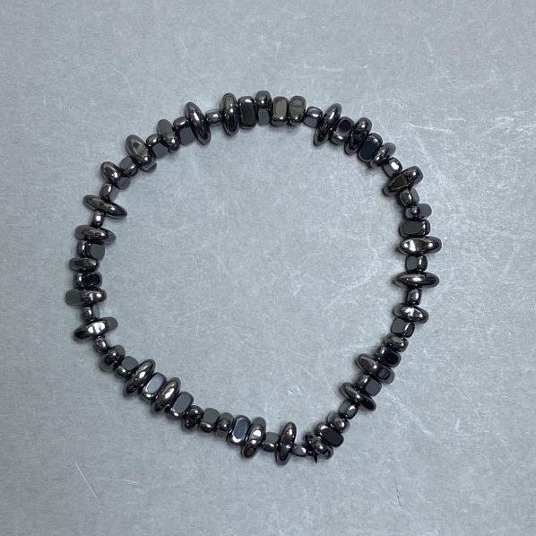 Hematite Bracelet, Faceted, Diameter 6-9×2.5 mm, Length 18 cm Stretch