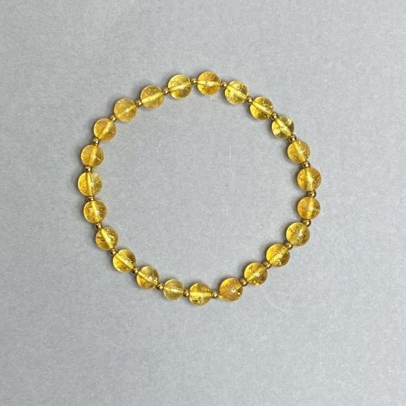 Bracelet Citrine Beads 6.5 mm, Hematite Beads 2 mm, 18 cm Stretch