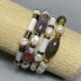 Bracelet Set: Pearls 7-9×7-8 mm, Jasper Seed 20×10 mm, Hematite Rondelle 6× mm, Mother-of-Pearl Cylinder 13×6 mm, 18 cm stretch