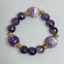 Chevron Amethyst Bracelet with 16mm Beads and 12mm Faceted Amethyst Beads +/- with Inserts, 18cm Stretch