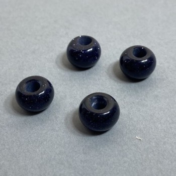 Pandora Aventurine Bead 'Blue Sand' Cairo Night 14x9mm + -, hole diameter 5.5mm +