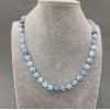Faceted Aquamarine Necklace, bead diameter 7-9x7-7, 5 mm ±, length 50 cm ± with clasp