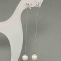 Cross earrings 10x10 mm ± on a chain, white crystals, Pearl 8 mm ±, length 8 cm ±
