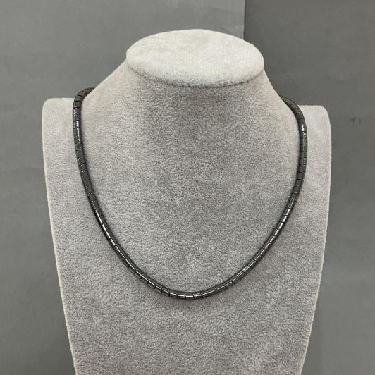 Hematite Zigzag Necklace, bead diameter about 4x5 mm, length 42 cm
