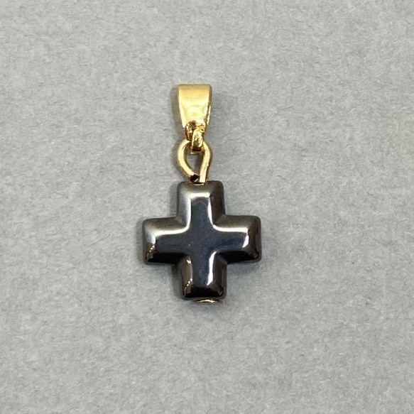 Hematite Cross Pendant 19×12 mm