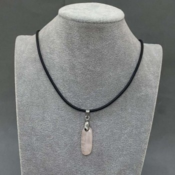 Pink Quartz Pendant on a Rubber Cord